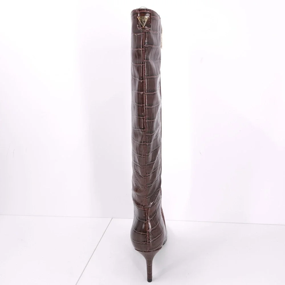 Guess Wayla Dark Brown Knee High Tall Pointed Toe Stiletto Boots Womens Size 8 M - Picture 10 of 15